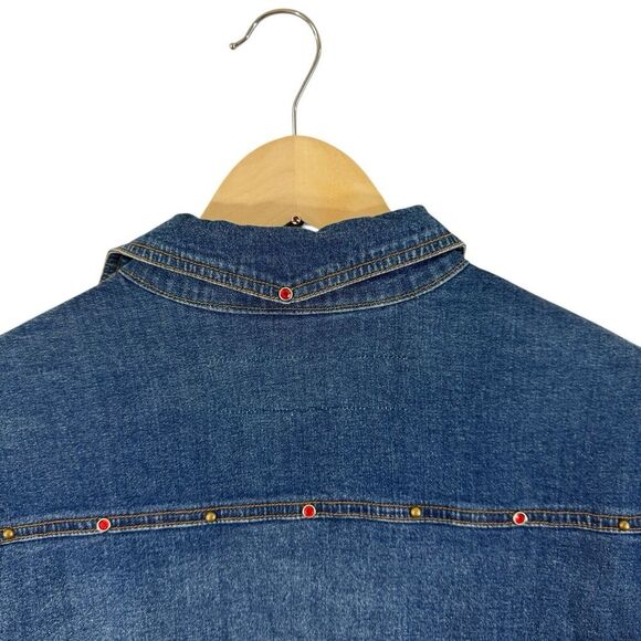 Vintage Desert Diva X-Large Sherry Holt Jean Denim Snap Dress Blue Womens - Picture 14 of 16